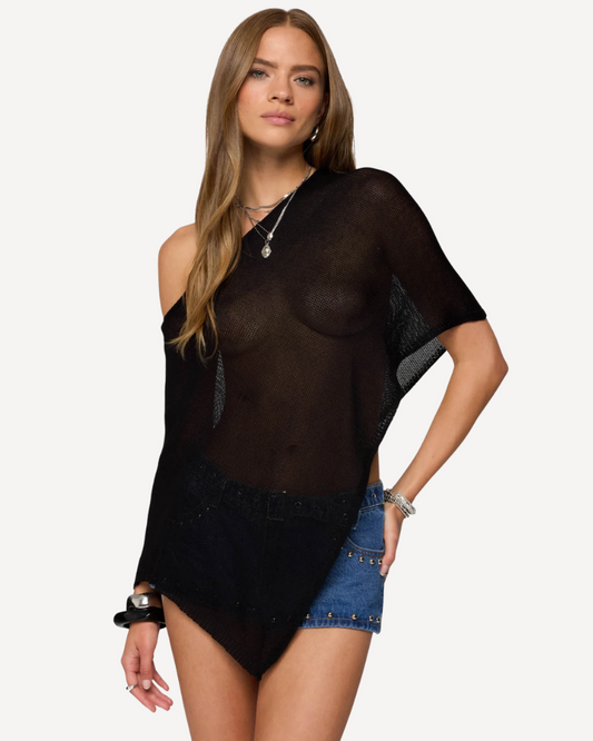 Asymmetric Knit Poncho