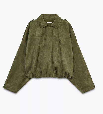 Velvora Suede Bomber Jacket